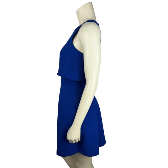 Black Halo Blue 2 Pc Mini Dress 0 Sanibel Skirt Set Pockets Crop Top Pleated - Picture 3 of 12